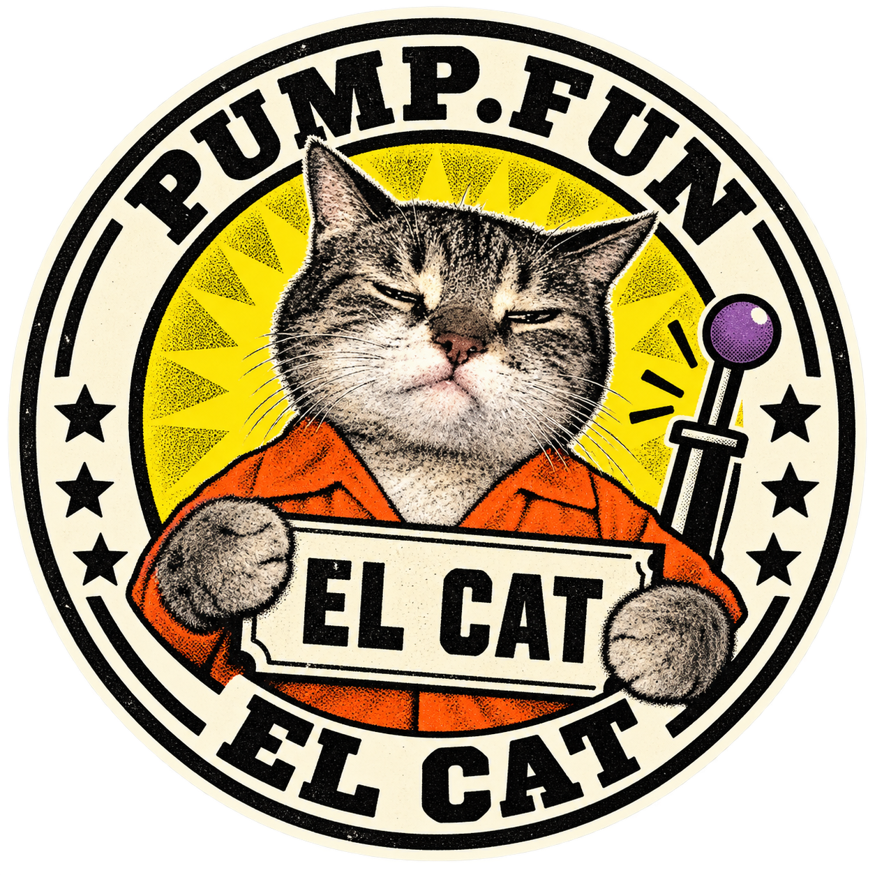 Adesivo circular fan-made de El Cat e PUMP.FUN